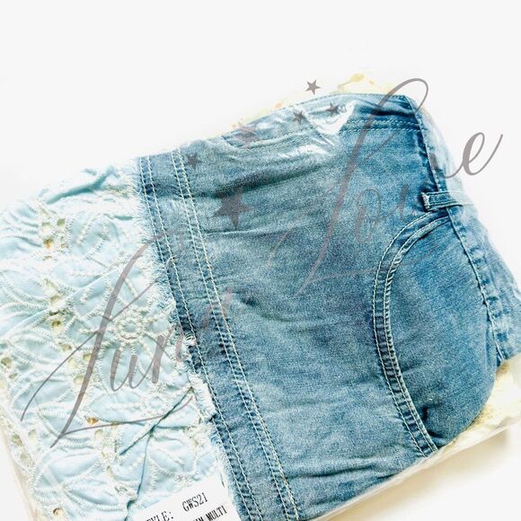 POL Clothing Floral Patchwork Eyelet Ruffle Denim Maxi Skirt NEW! - Picture 5 of 13